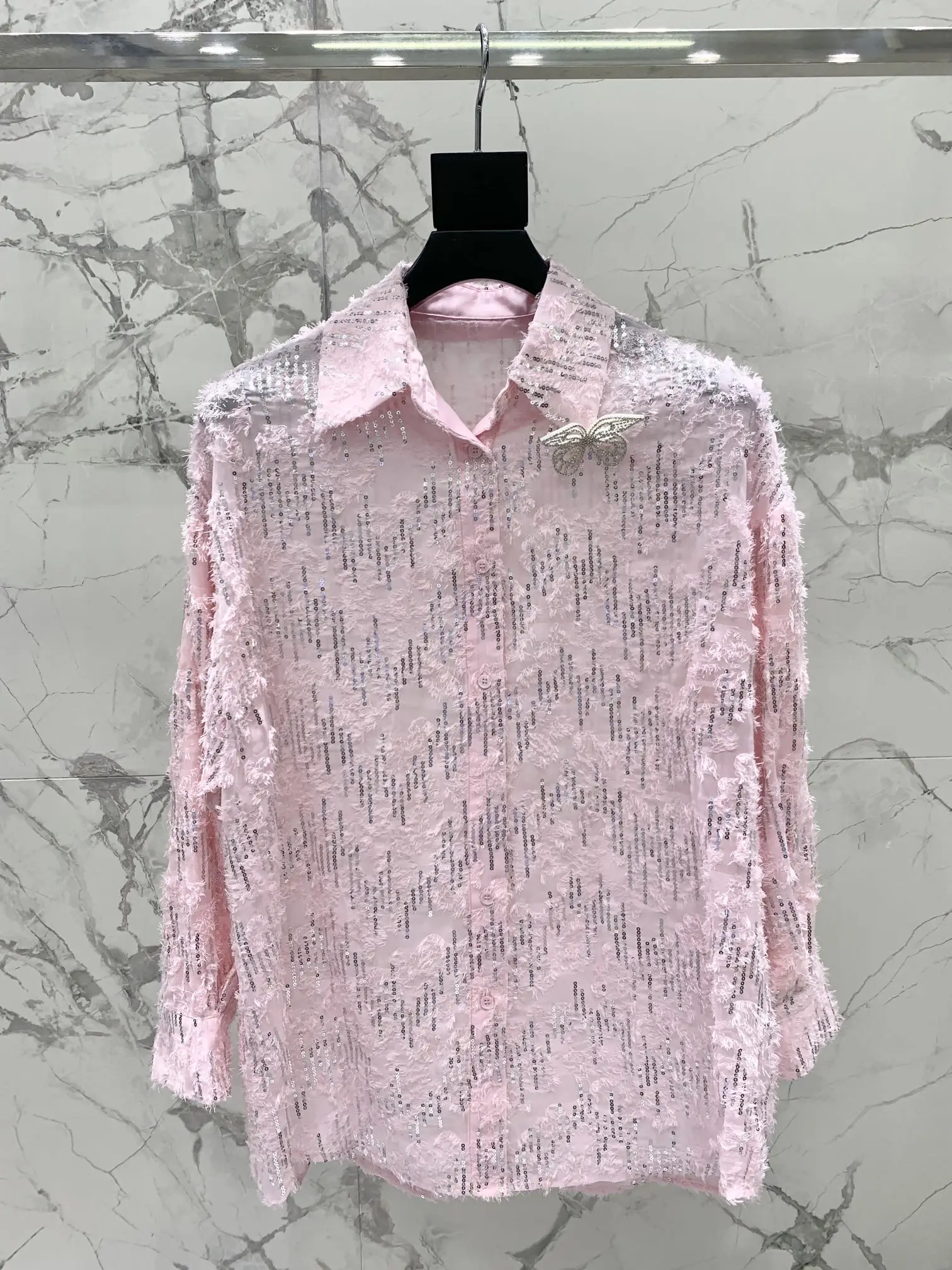 

New women's clothing for the summer of 2025Casual and fashionable sequined loose shirt