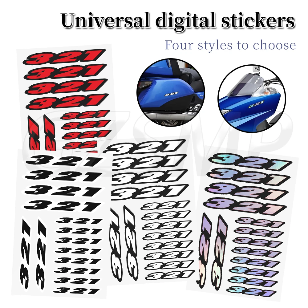 

Number 321 Motorcycle Stickers Front Fairing Scooter Body Fuel Tank Decals fit for Kove colove 321RR 321F-Cafe Cobra 321R