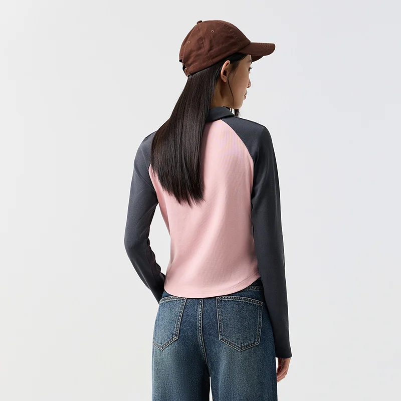 Semir قميص بولو المرأة نمط قصير نحيل اللون منعت راجلان الأكمام 2024 ربيع جديد قميص مطبوع عليه حروف