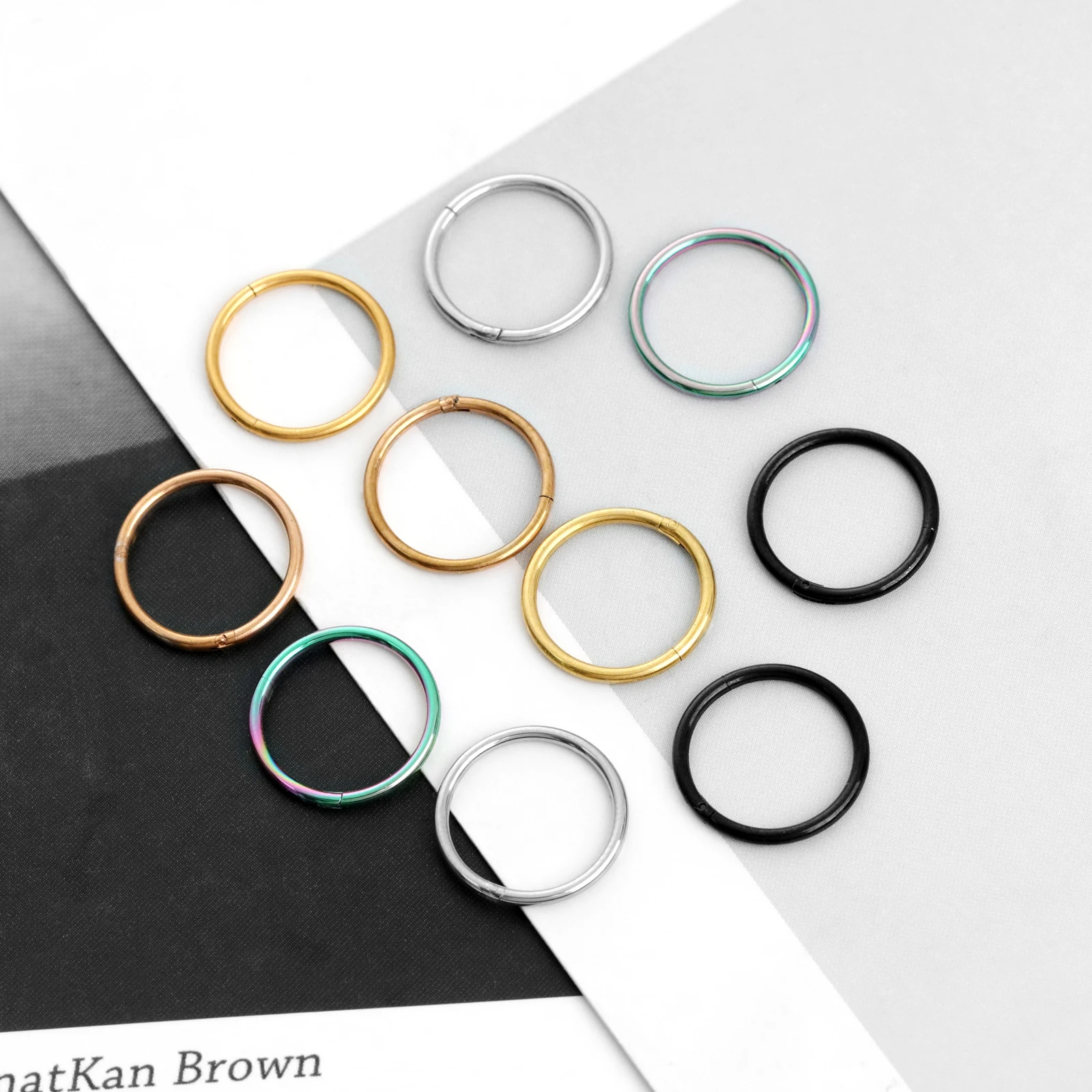 1PC Circular Stainless Steel Nose Piercing Ear Cartilage Ring Lip Ring Rainbow/Gold/Black Punk Simple Piercing Jewelry