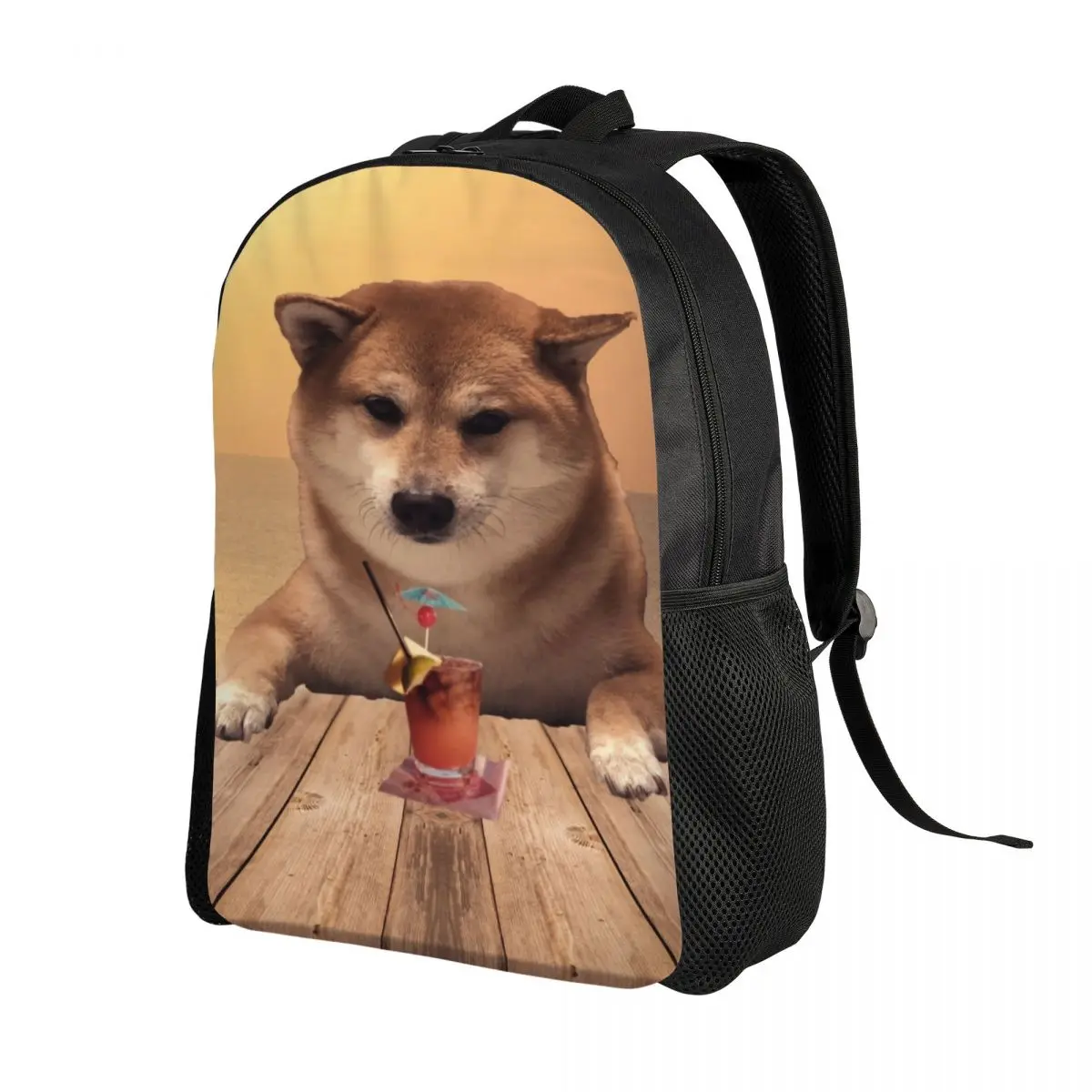 Cheems On The Vacation Backpack for Women Men College School Students Bookbag Fits 15 Inch Laptop Shiba Inu Doge Bags