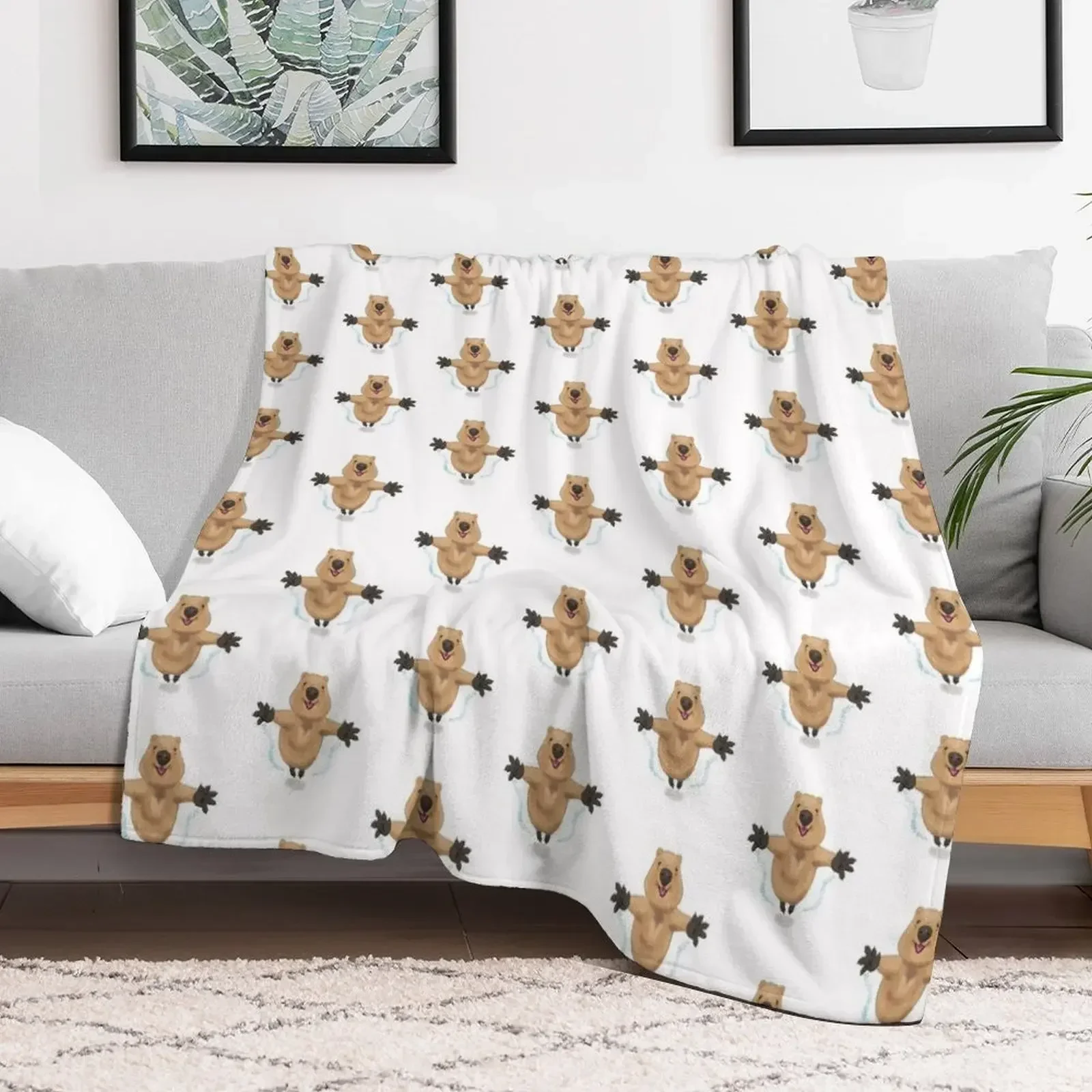 happy like a quokka Throw Blanket Warm Tourist Luxury Throw Shaggy Blankets