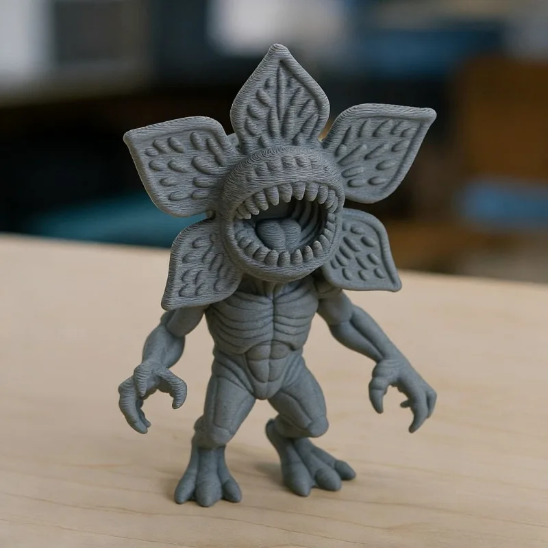 3D Printed Flower Head Fanged Monster Figurine, Fantasy Horror Creature Statue, Desktop Ornament Gift for Hobby Collectors