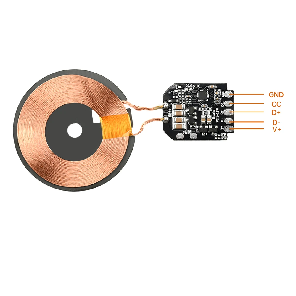 15W 무선 충전 모듈 송신기 PCBA 자기 무선 충전 마더보드 + 코일 변환 효율 75% 이상