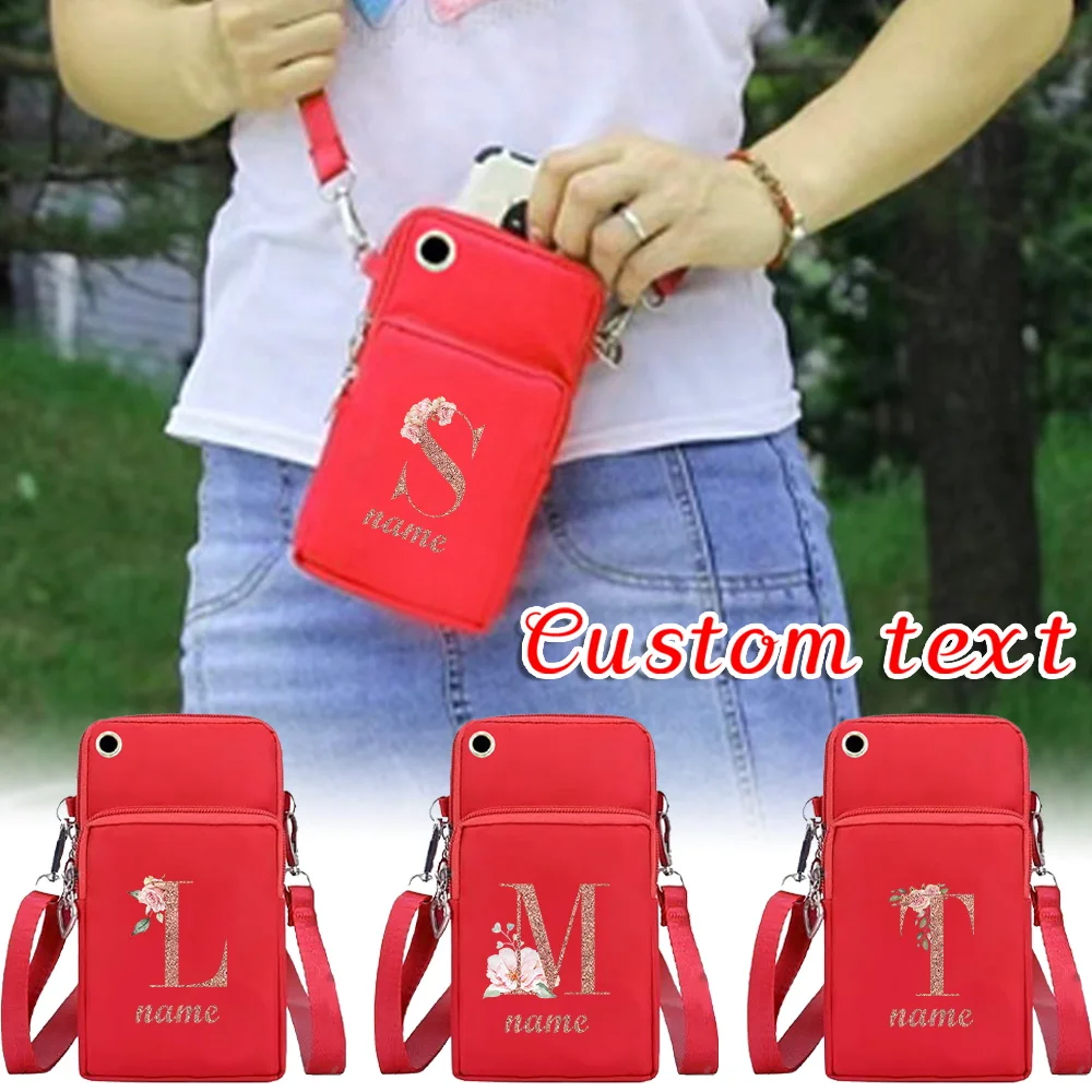 

Персонализированная сумка-кроссбоди для телефона с именем, модная, вместительная, на молнии, для женщин