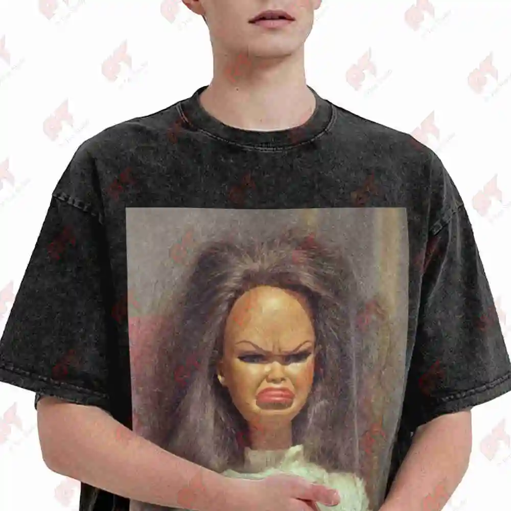 Doll Face Meme Confused Angry What Is This Energy Vintage Washed Tee Pure Cotton T-Shirt