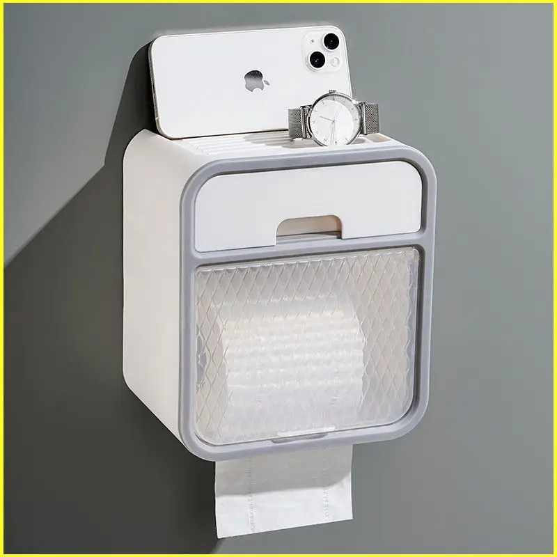 Toilet paper holder wall mounted tissue box non perforated bathroom storage rack storage rack paper towel holder