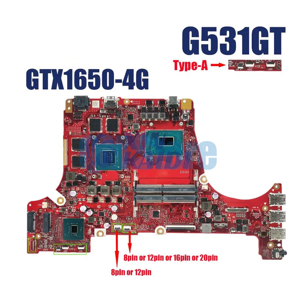 

G531GT Laptop Motherboard For ASUS ROG G531GT G531G G731GT FX531GT Mainboard W I5-9300H CPU GTX1650-4G 100% Fully Test