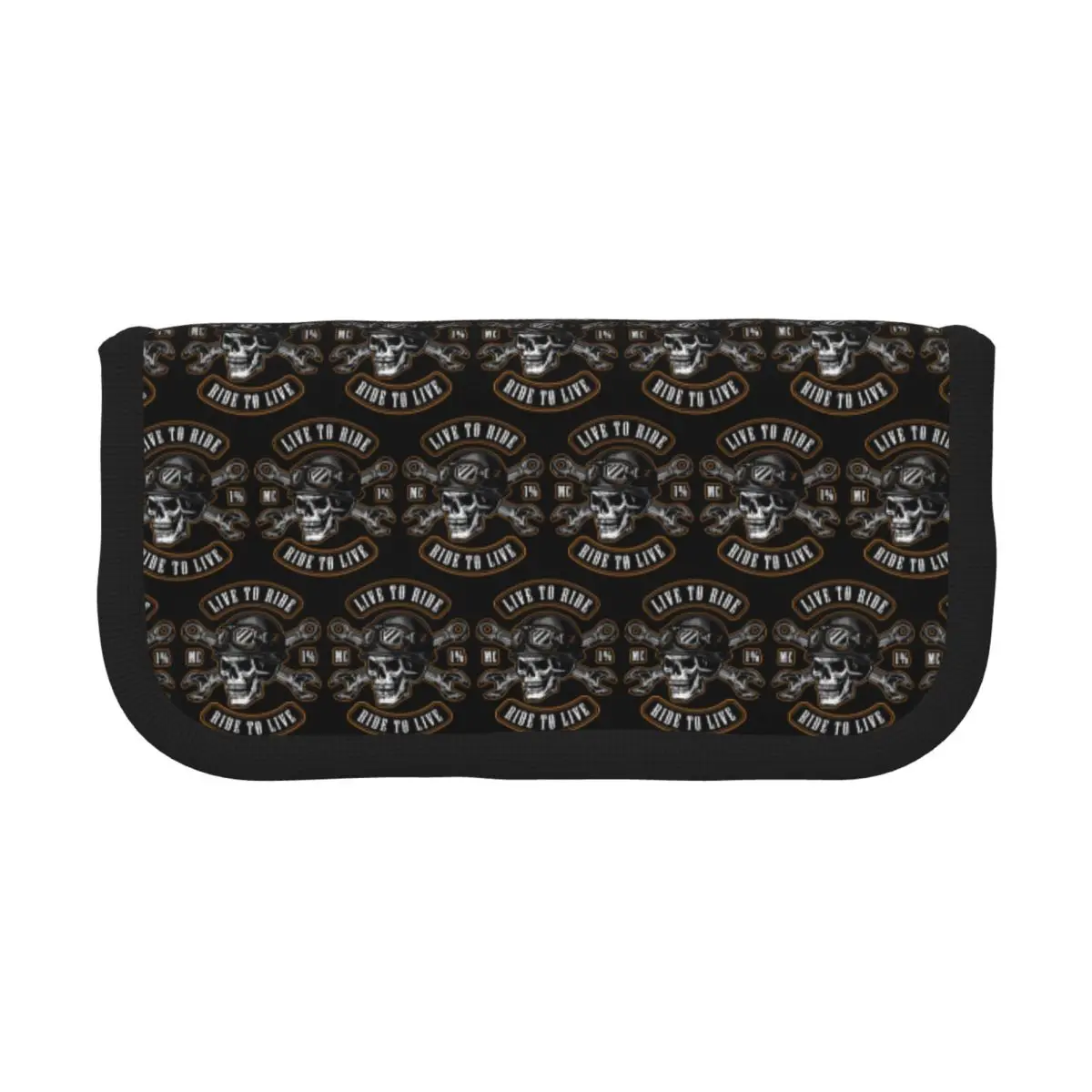 Ridin Livin Motorcycle Skull Pencil Cases for Students School Pen Box Pencil Bag Pencil Pouch Storage Stationery Supplies
