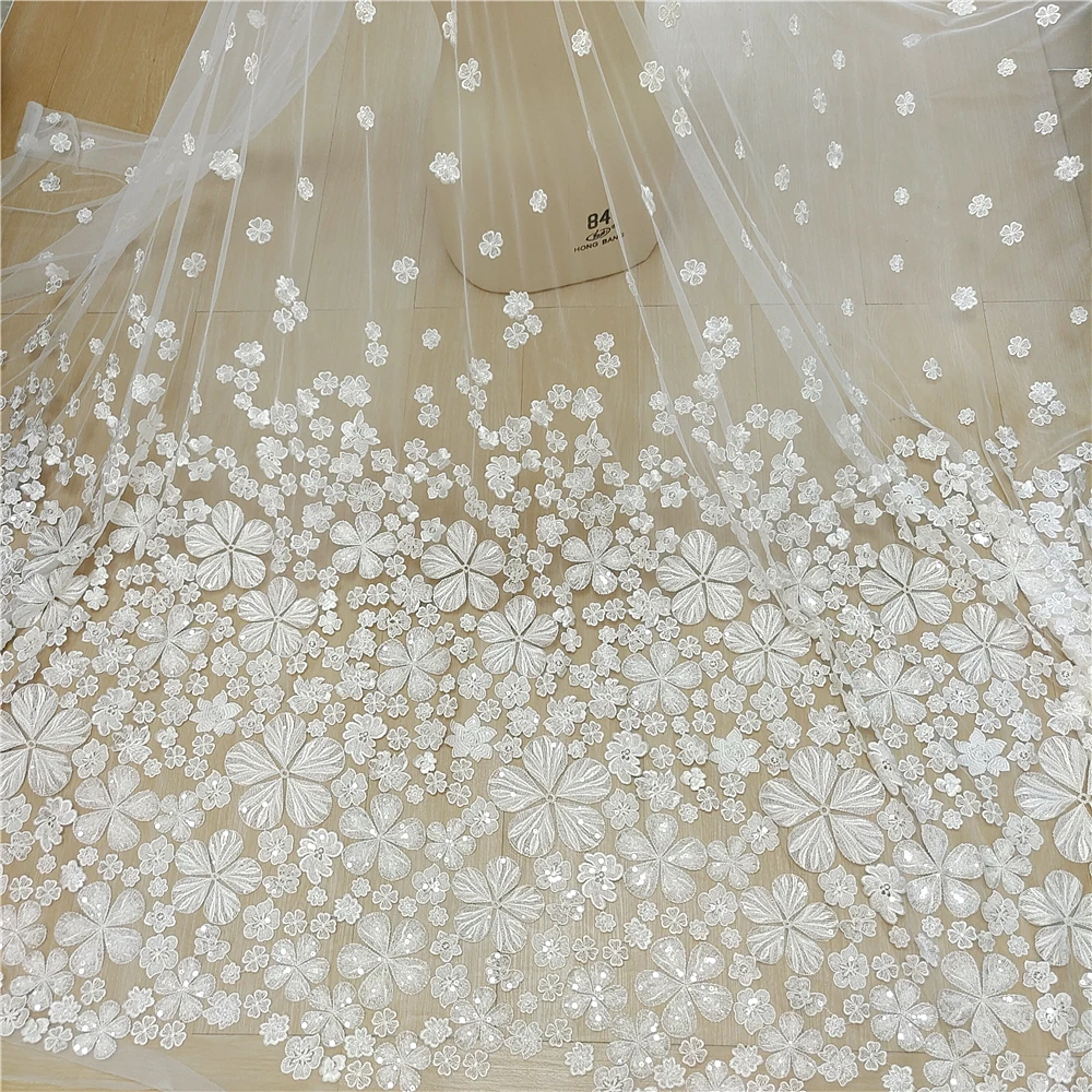 Handgefertigtes 3D-Hochzeitskleid mit Nieten, Spitzenstoff, Brautkleid, Kopfschmuckkleid, DIY genähter Stoff, RS4838 – Detail 7