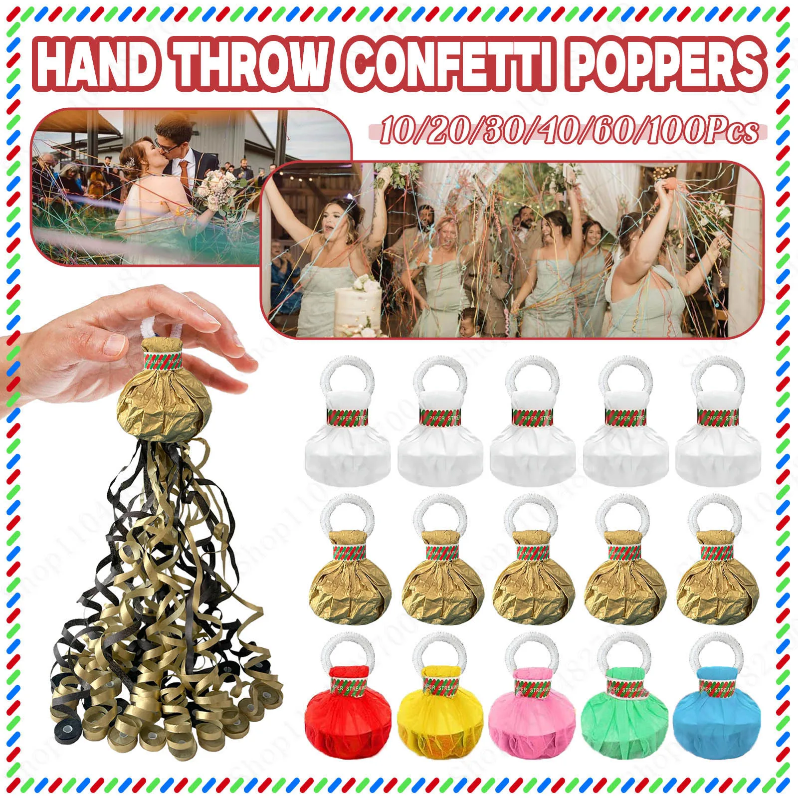 10-100 Uds. Galletas de papel serpentinas a mano, confeti sin desorden, galleta de papel mágica, confeti de boda, Poppers, decoración del banquete de boda