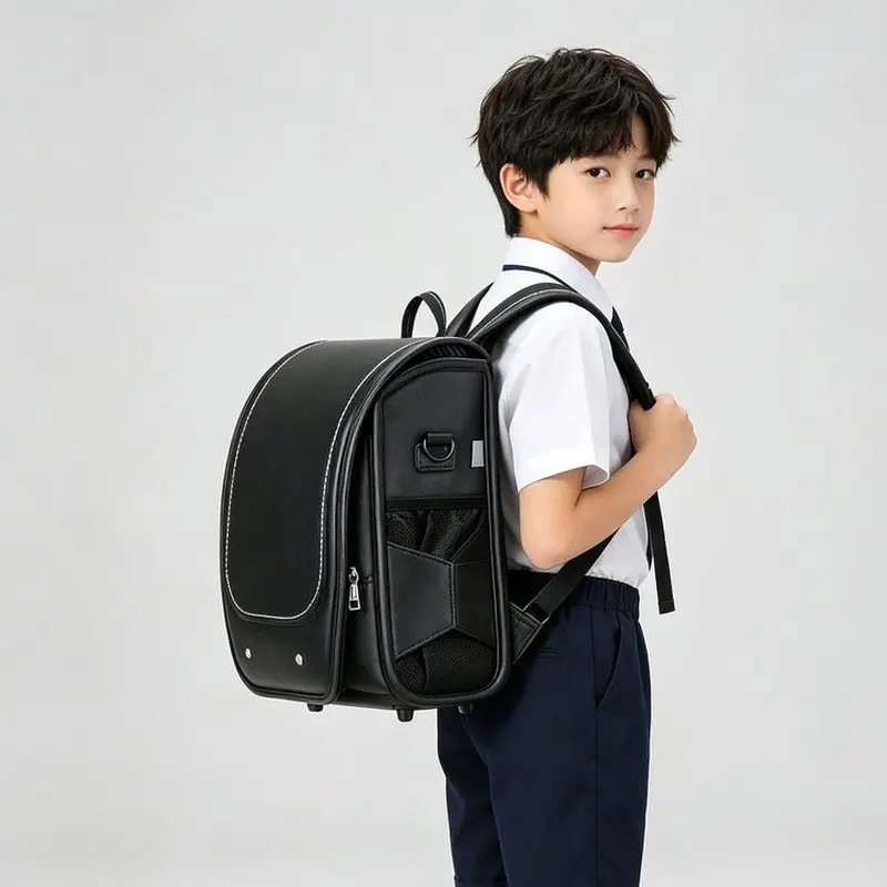Japanese Style Children PU Leather Randoseru Bag Japan Boys Elementary School Bag Backpack Spine Supporting for Girls 2026 New