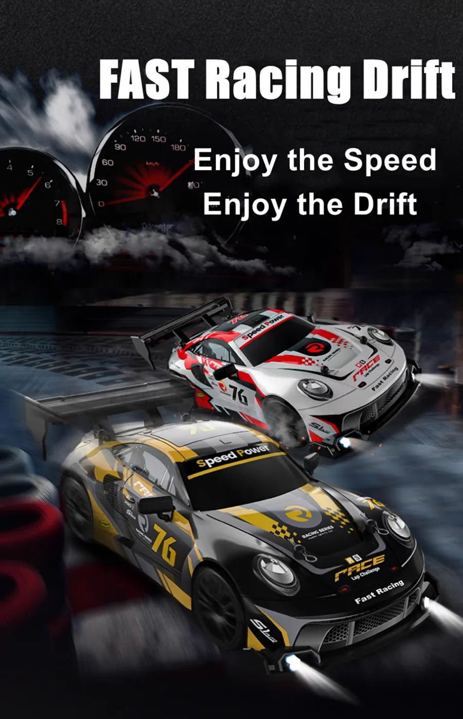 Oike 4WD Ferngesteuertes Drift-Auto 1:24 Mini Ferngesteuertes Rennauto Modell 2.4G Funk Hochgeschwindigkeit ​ ​ RC-Auto Jungen Spielzeug Geschenk – Detail 10