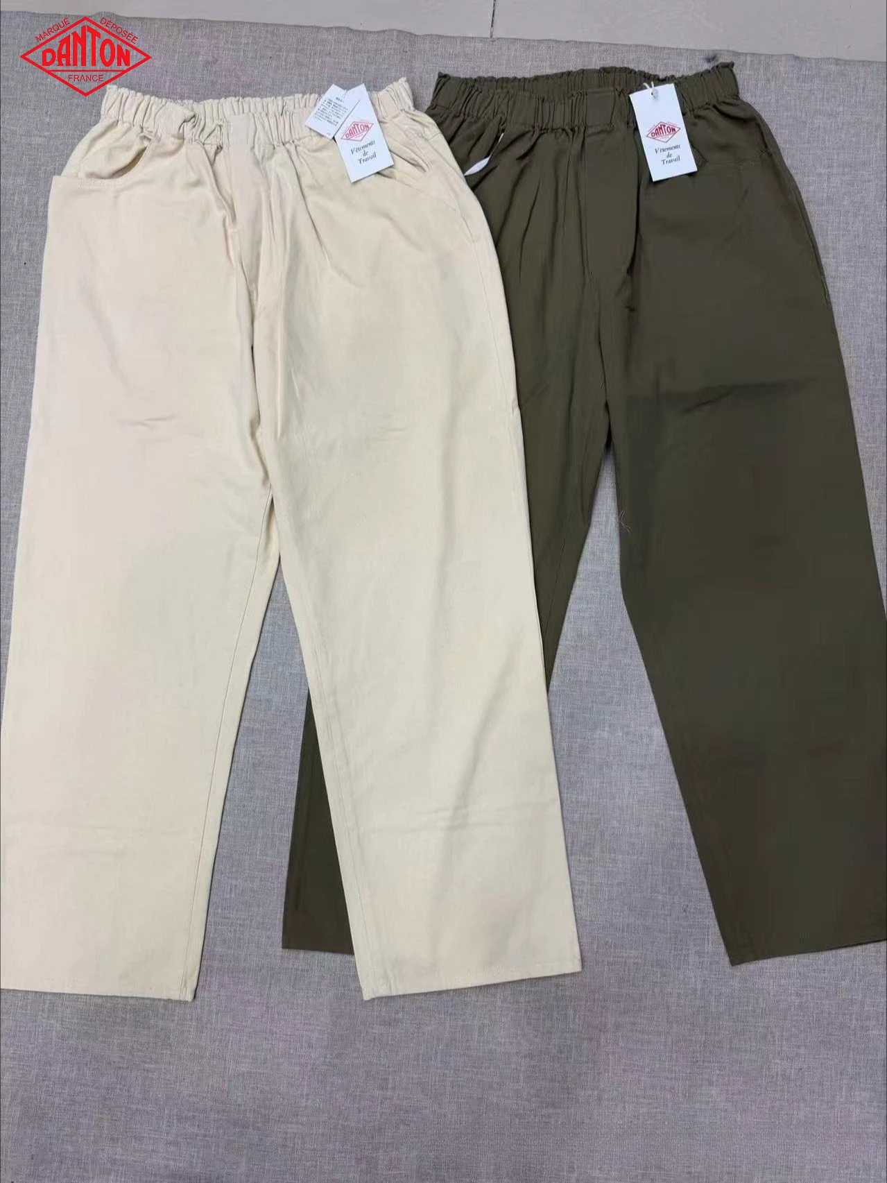 DANTON 2026 Spring New Japanese Style Elastic Waist Cropped Straight Pants, Simple Commuter Slim Fit Casual 9/10