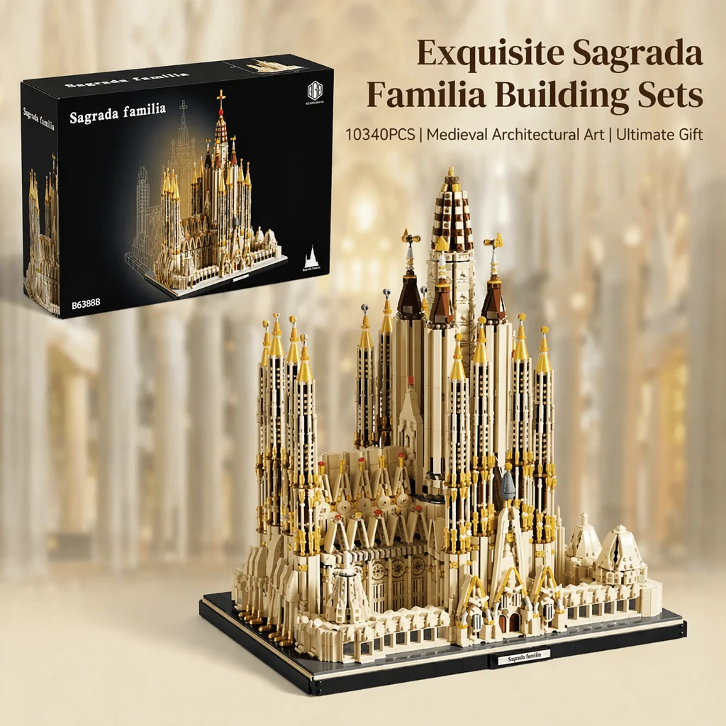 10340PCS Sagrada Família Medieval Castle Building Blocks Set City Architecture Modular Assembly Model Bricks Kit Adults Gift