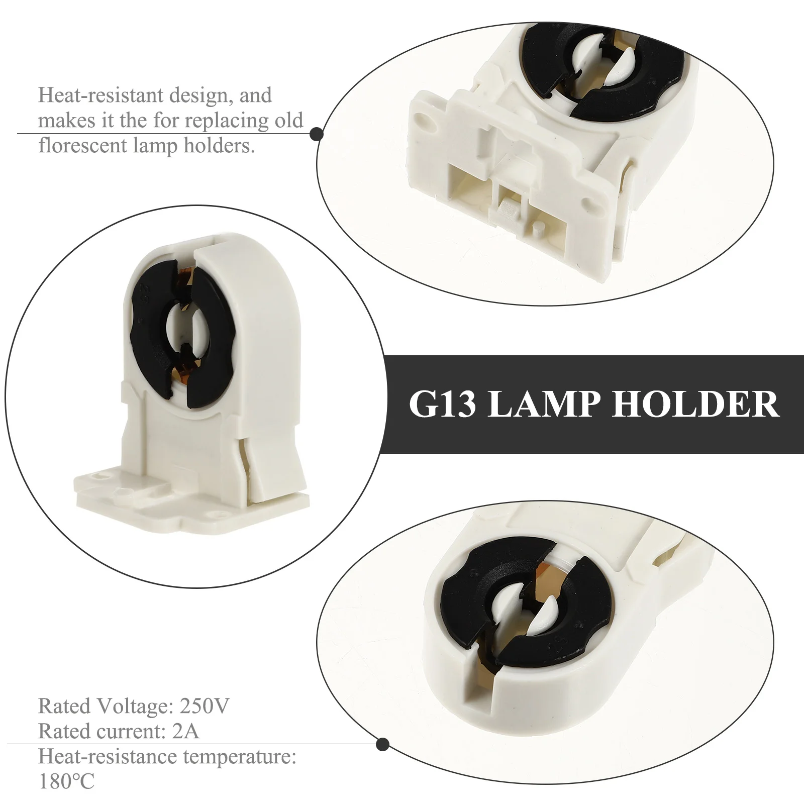 Soporte de lámpara fluorescente G13, salida de bombilla T8/G13, soporte de tubo fluorescente, enchufe de bombilla, 20 Uds.