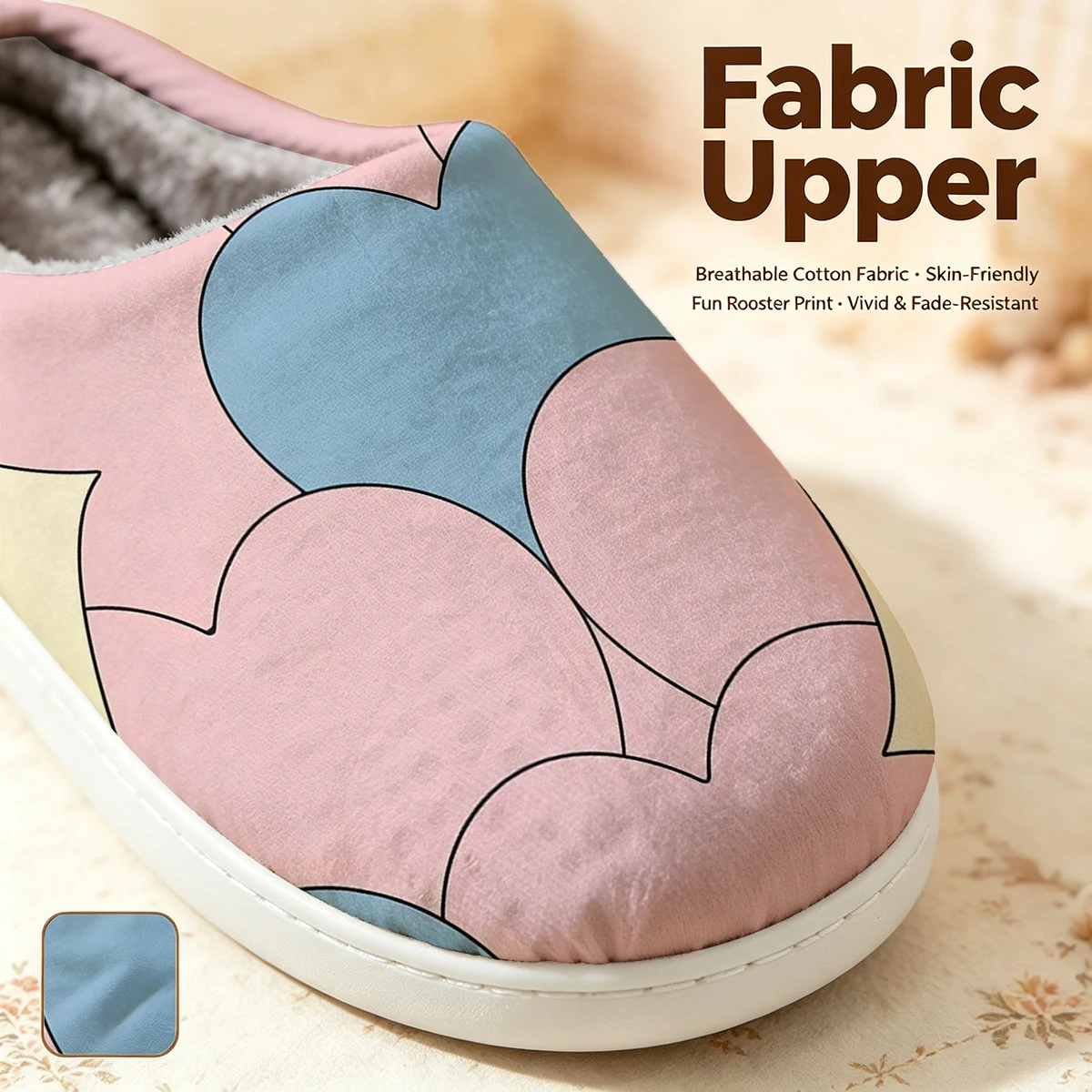 Pastel Heart Sparkle Christmas White Slippers Warm Plush Indoor Shoes Non-Slip Winter Slippers Family Holiday Gifts Soft view 2