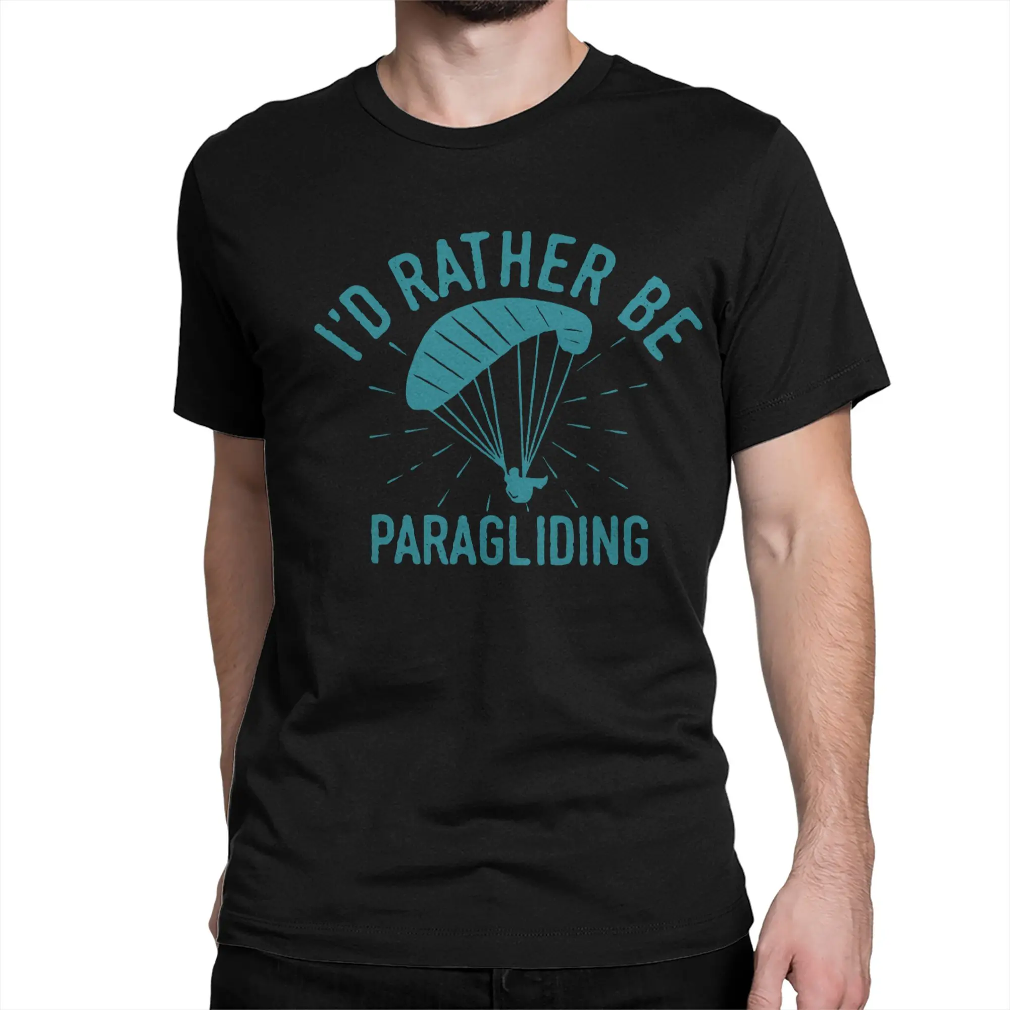 Men Women's Id rather be Paragliding Paragliding Paraglider Gift T Shirt  Cotton Clothing Round Neck Tees Printed T-Shirts