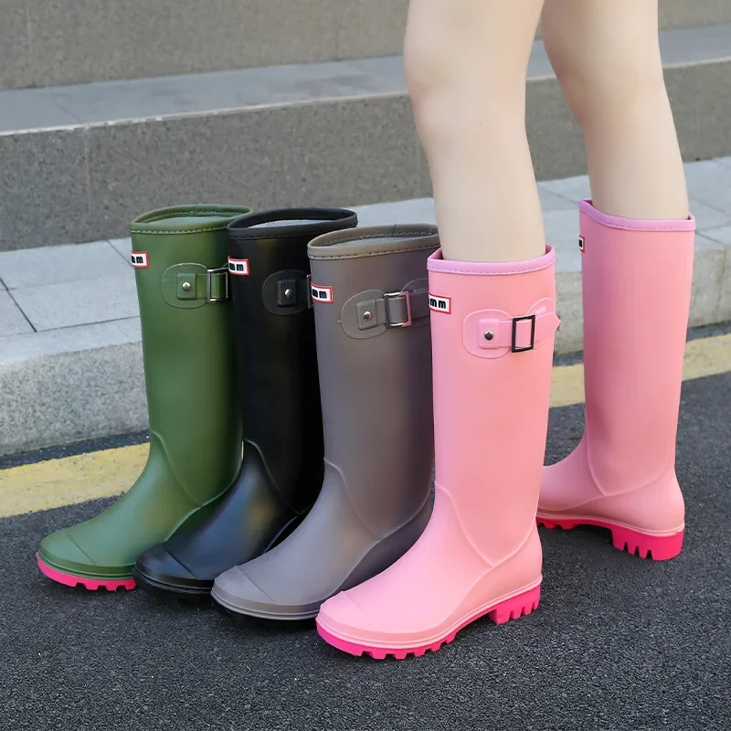 Fashionable Korean Border Adult Waterproof Rubber Boots Women's High-Top Rain Boots Anti-Slip Wear-Resistant Outerwear