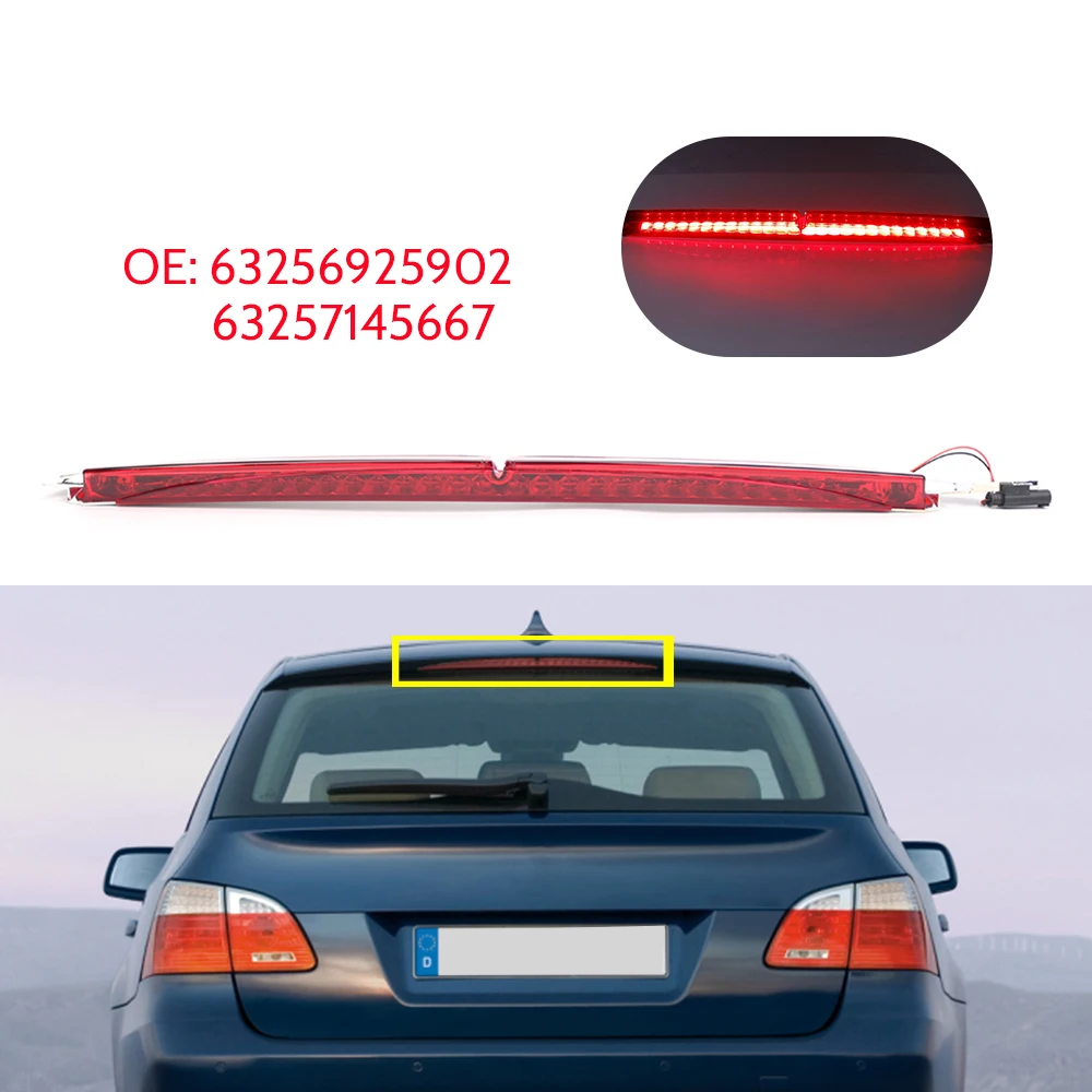 Car LED High Mount Stop Light 3rdThird Brake Light Rear Stop Lamp For BMW E61 Waterproof Accessories 63256925902 63257145667