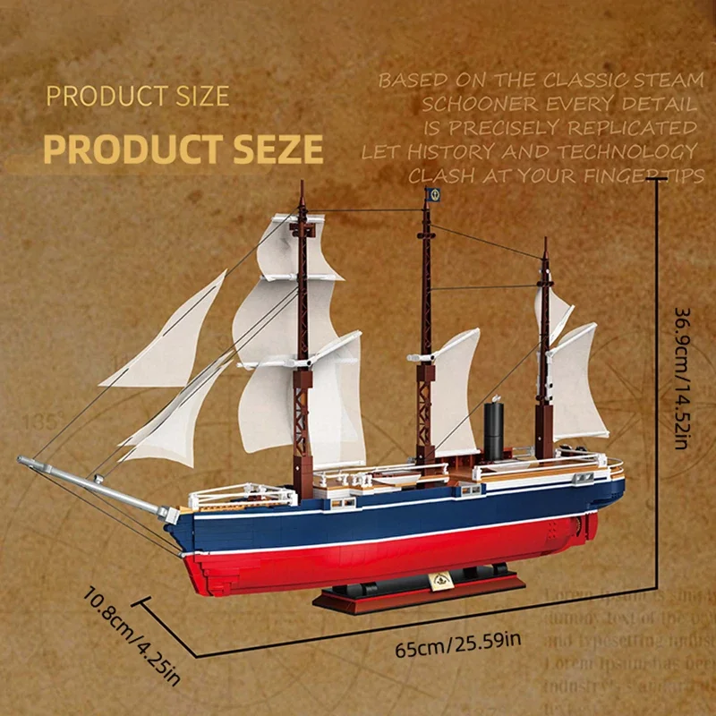 1687PCS Ausdauer Schiff Bausteine Dampf Segelboot Modell Desktop Dekoration Pädagogisches DIY Spielzeug Urlaub Geschenk für Kinder Fans