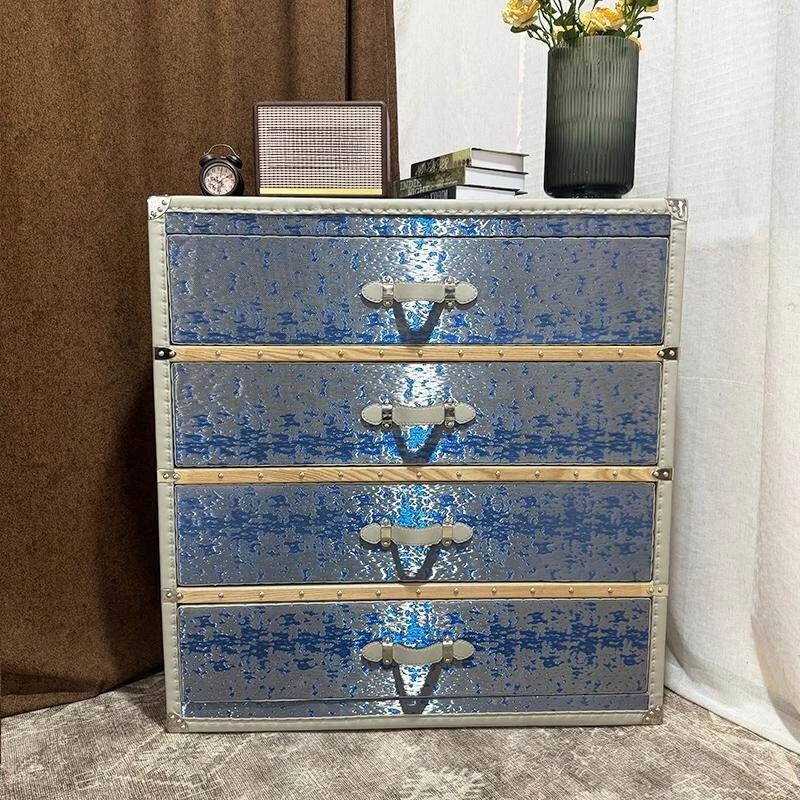 Retro style chest of drawers, copper wire hard box, floor-to-ceiling high-end jewelry cabinet