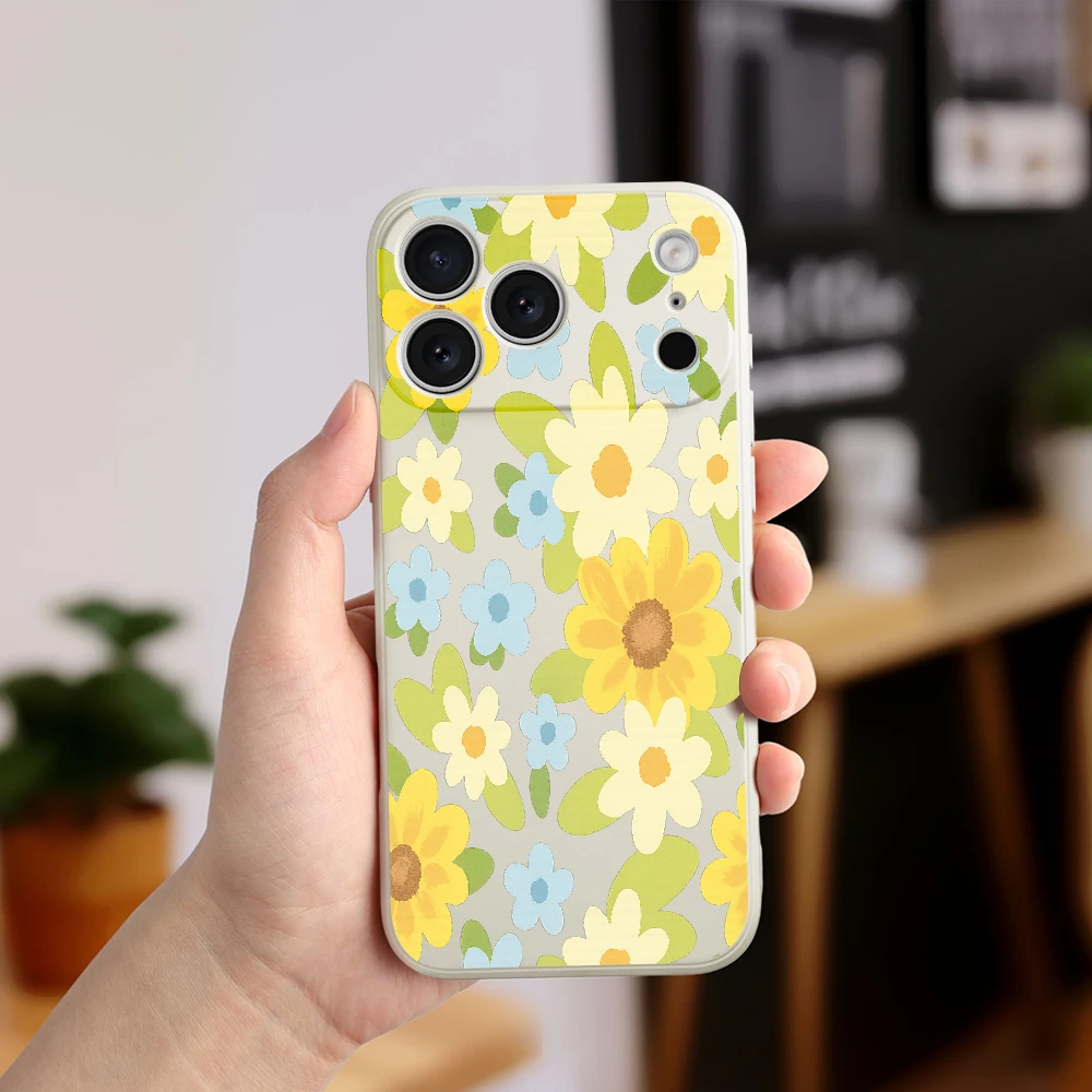 آيفون 17 برو ماكس 17 الهواء 16 15 14 13 12 11 برو ماكس XS ماكس 7 8 زائد 16e 16 زائد غطاء من البولي يوريثان كوكه صغيرة الأزهار جراب هاتف #6