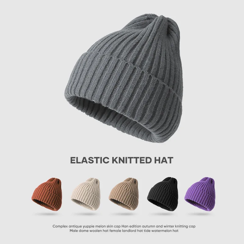 

New autumn and winter candy colored knitted hats for men and women, warm and cold resistant outdoor hats