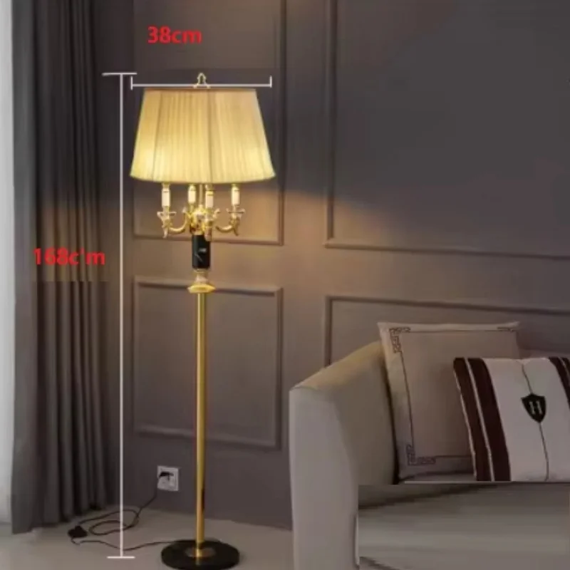 European Floor Lamp Luxury Lamp High-End Retro Villa Living Room Bedroom Decoration Black Crystal Upright Desk Lamp Bedside Lamp