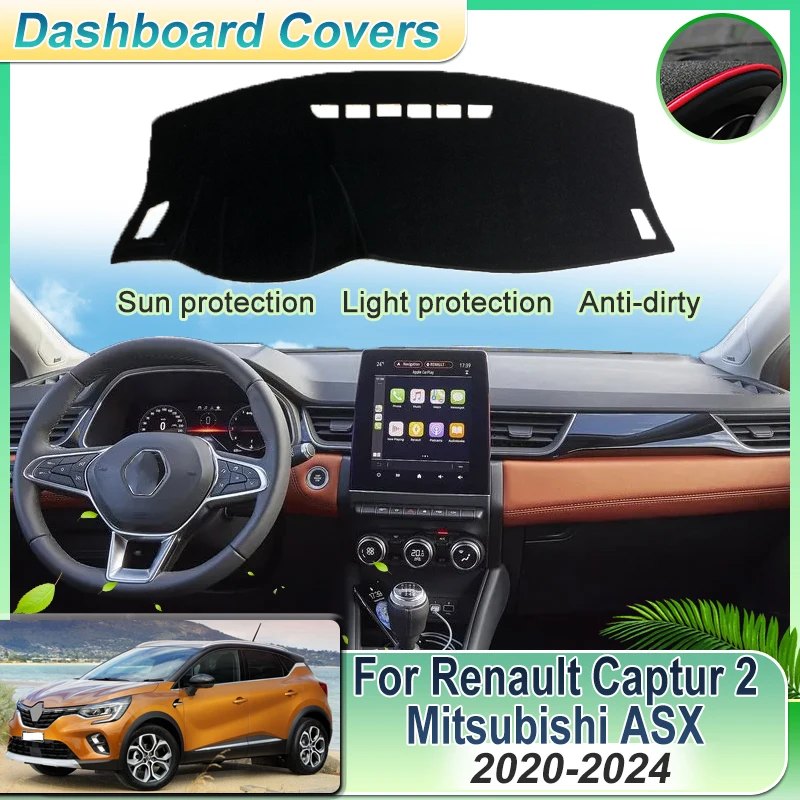 

Car Dashboard Rug Cover For Renault Captur MK2 Mitsubishi ASX 2020~2024 Dash Mat Sun Shade Carpet Protective Auto Accessories