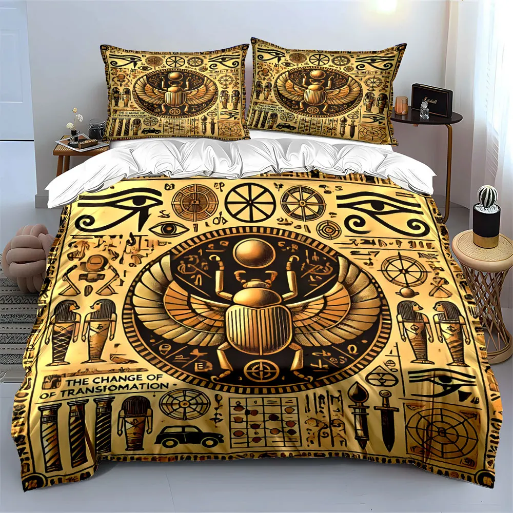 Ancient Egyptian-Inspired Decor Set Multiple sizes kid's and adults' bedroom Exquisite 3PC bedding set, gift