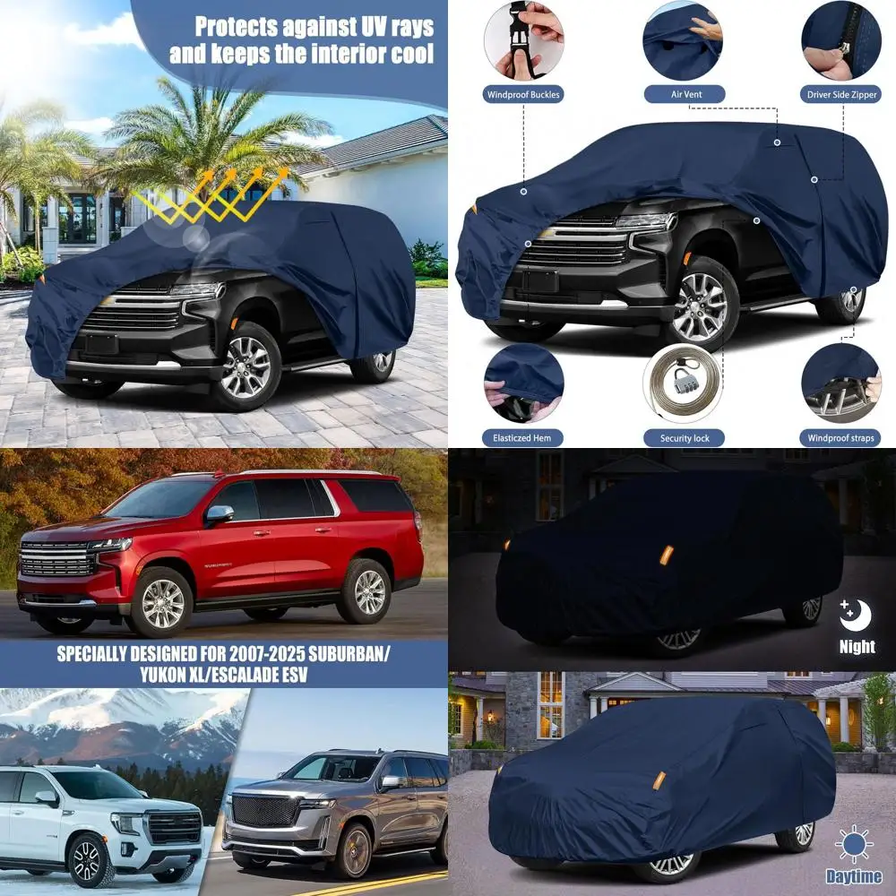

Heavy-Duty 10-Layer Waterproof Car Cover for 2007-2026 Chevy Suburban, GMC Yukon XL, Cadillac Escalade ESV - All Weather Protect