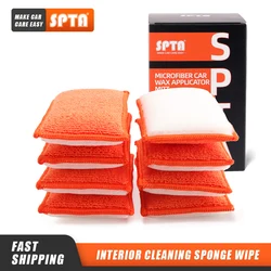 SPTA 8pcs Microfiber Sponge Detailing Wax Applicator Pad for Auto Interior Cleaning Foam Waxing