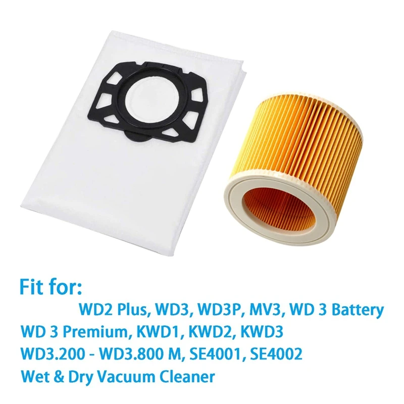 Bag Filter Replacement Parts For Karcher WD2 Plus WD3 WD3P WD 3 Premium WD 3 Battery MV3 Wet Dry Vacuum Cleaner