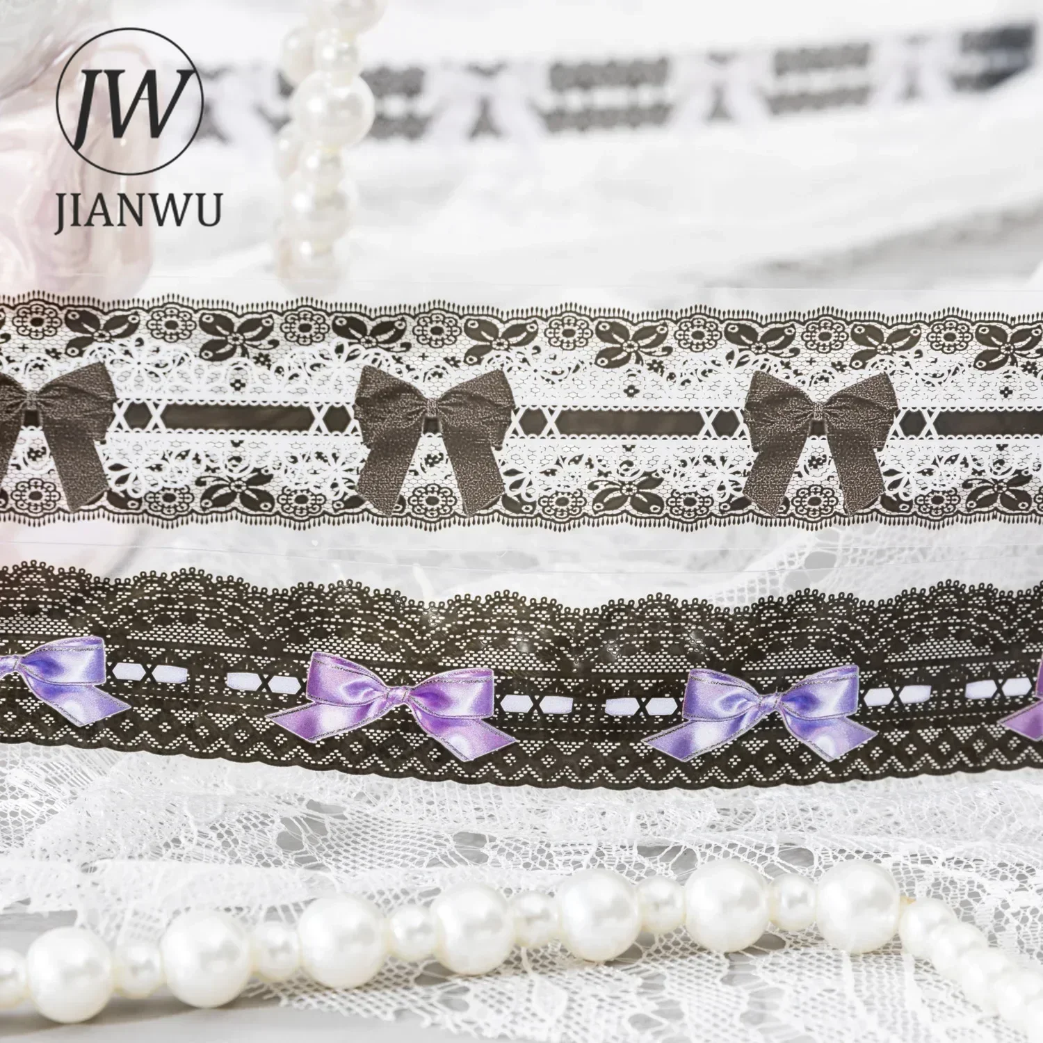 JIANWU 30mm*200cm Sweet Dream Lace Series Vintage Bow Tie Landscaping Material Collage PET Tape Creative DIY Journal Stationery