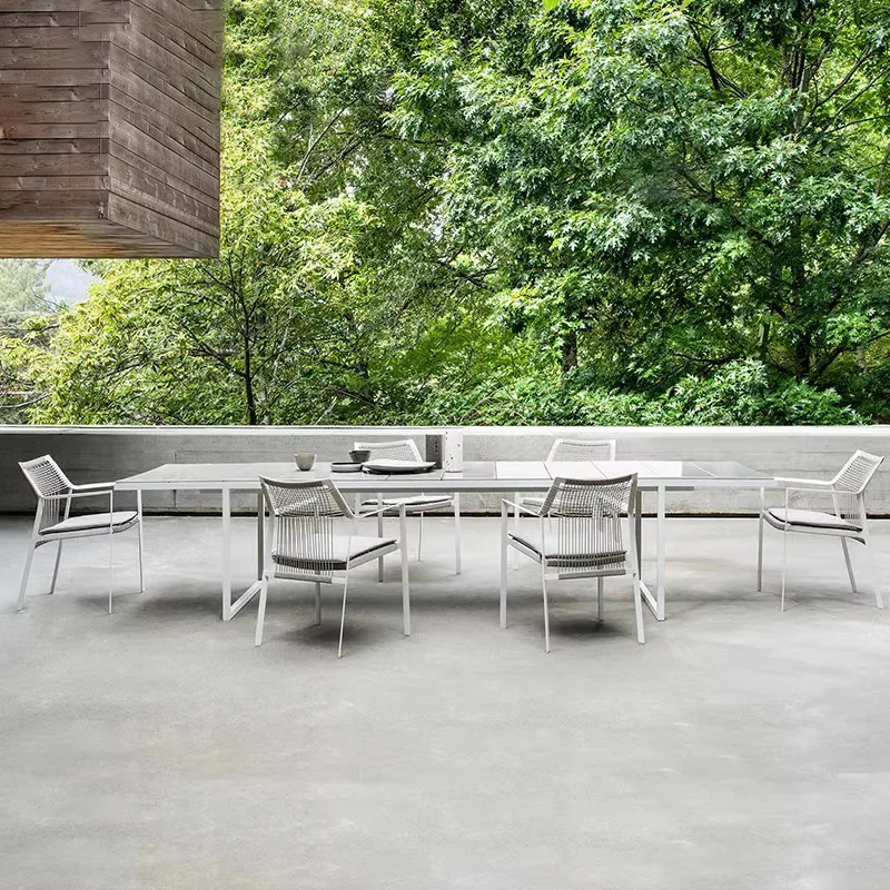 طاولات وكراسي ترفيهية خارجية، فناء، شرفة، بلاطة صخرية، في الهواء الطلق، مقاومة للماء، حديقة منزلية، فيلا، طاولة وكرسي من الخيزران #2