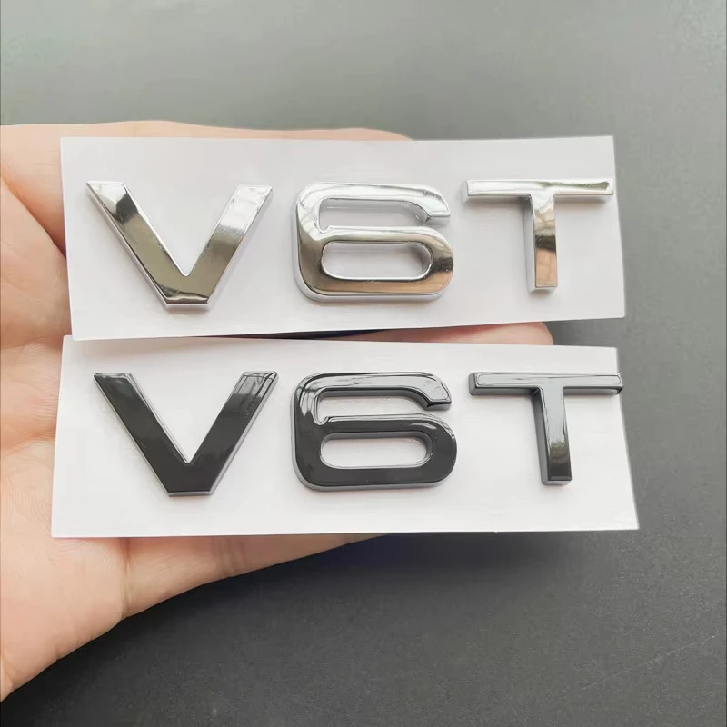 

3D ABS V6T V8T Letter Logo Emblem Car Rear Trunk Badge Sticker For Audi A4 A5 A6 A7 A8 S4 S5 Auto Fender Side Decals Decoration