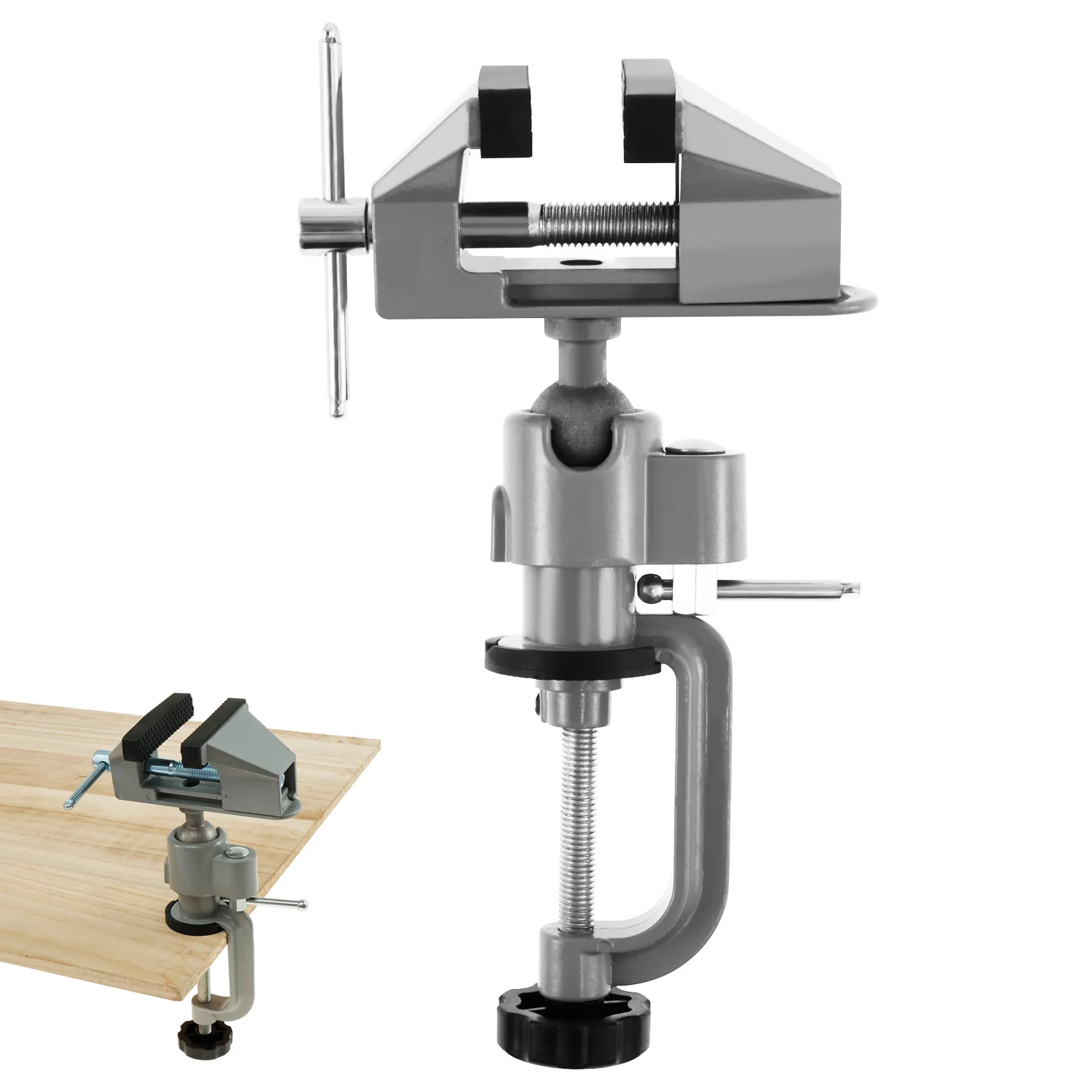 Mini Bench Vise Table Clamp 360° Rotatable Portable Work Bench Vise Fixed Tool for Drilling Woodworking Jewelry Making