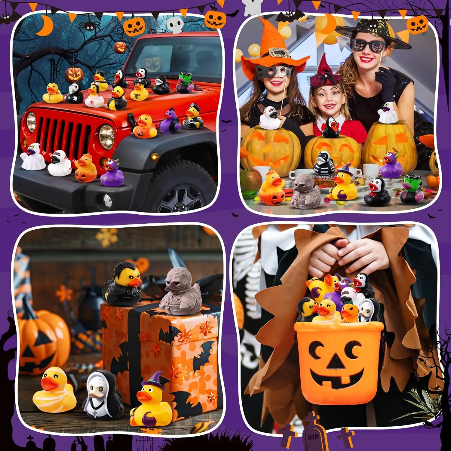 Halloween Badeend in Bulk met Zak Halloween Party Goodie Bag Filler Stuffer, Jeep Eenden voor Ducking Badspeelgoed, Klasprijs