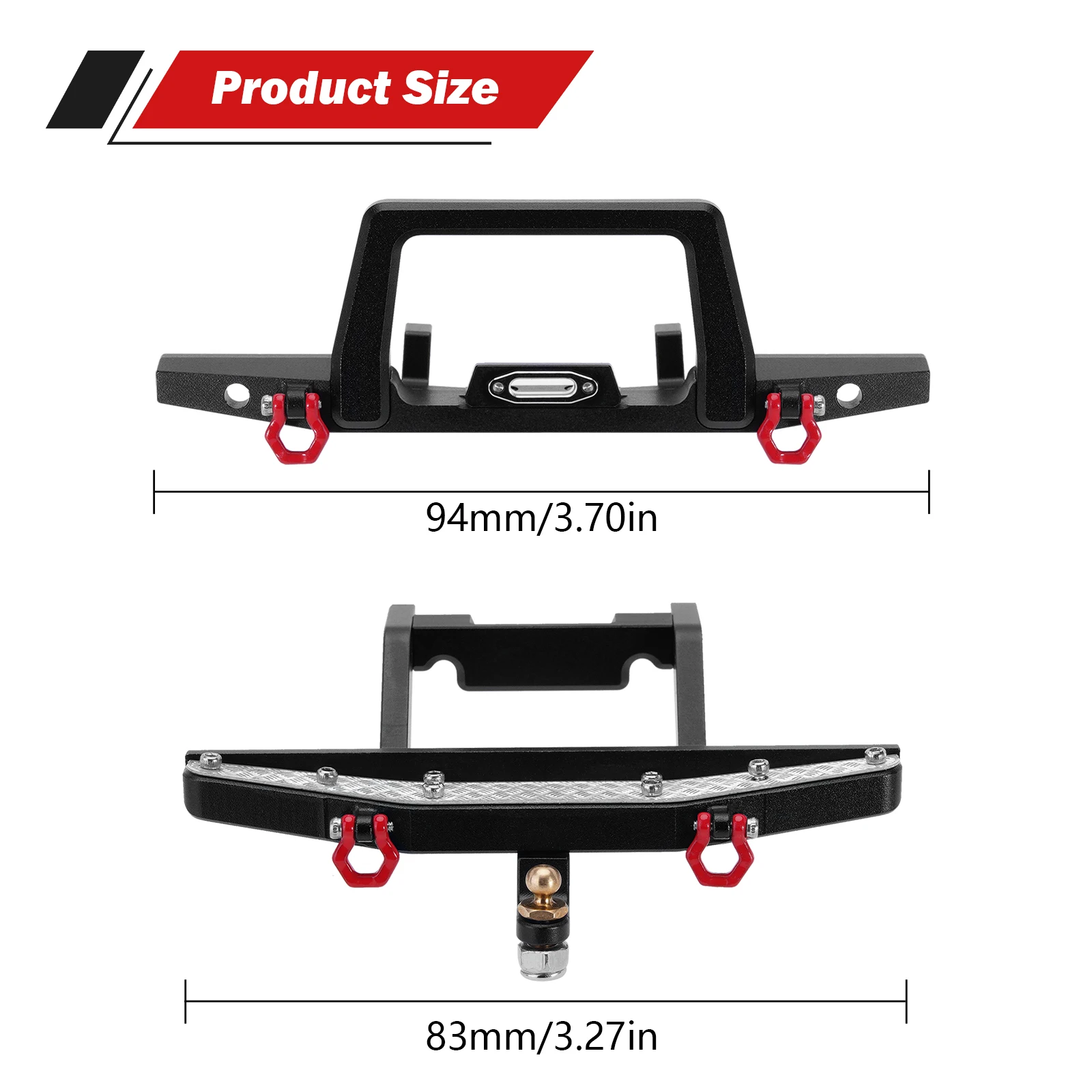 INJORA CNC Aluminum Front Rear Bumper for 1/18 RC Crawler TRX4M Defender Upgrade (4M-41)