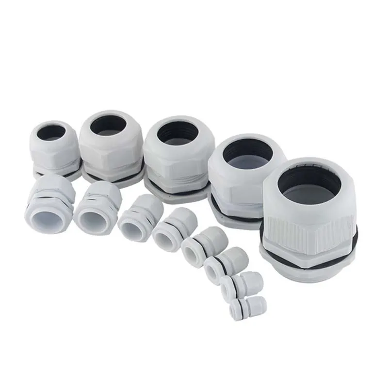 Waterproof Cable Gland Plastic Cable Entry IP67 PG7 For 3-6.5mm PG9 PG11 PG13.5 PG16 PG19/21 White/Black Nylon Plastic Connector