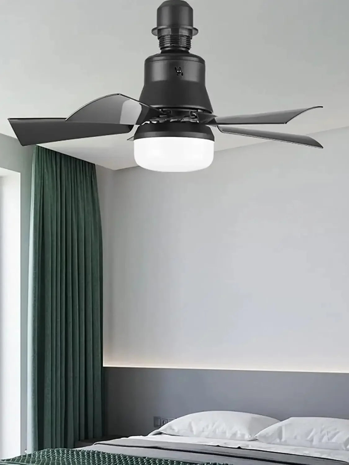 Socket Fan Light with Remote, Dimmable Socket Ceiling Fan, 3 Colors E26/E27 Screw in light bulb ceiling fan for Bedroom, Kitchen