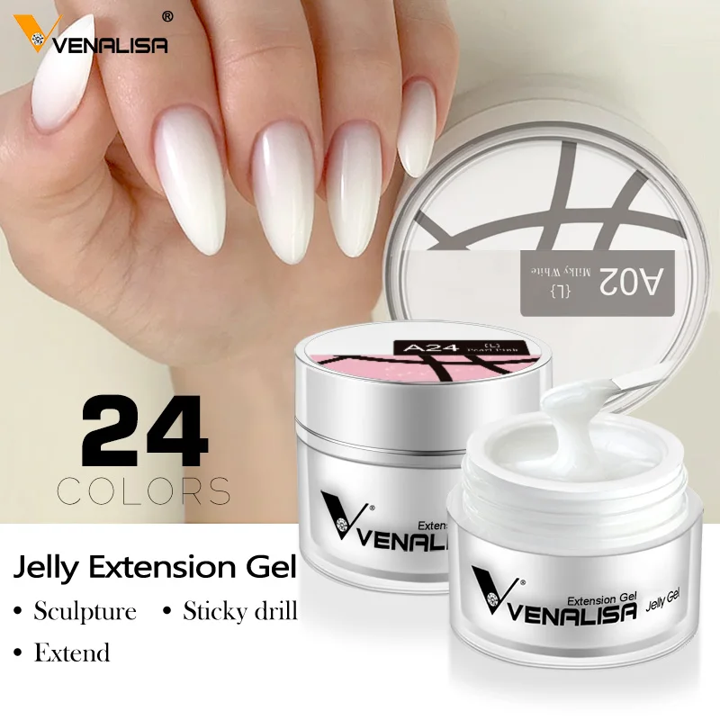 50ml VENALISA Jelly Gel Milky White Nude Jelly Pink Extension Gel Semi Permanent Crystal Gel Nail Polish UV/LED Construction Gel