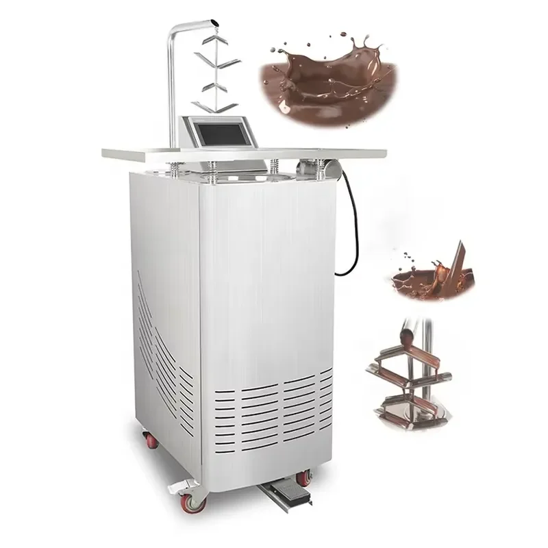 for Continuous Small Chocolate Bar Machine 7L Chocolate Tempering and Cladding Machine with Vibration Table