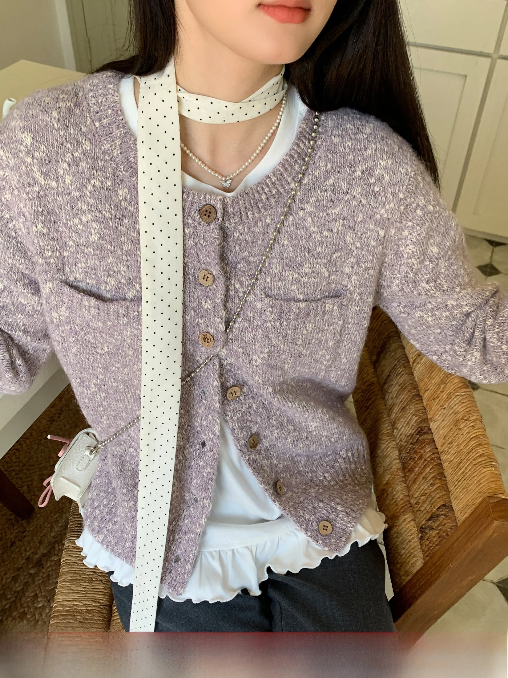 

Мягкий уютный фиолетовый кардиган с круглым вырезом и открытыми плечами, женский осенний свитер большого размера, свободный крой, драпированный силуэт, топ