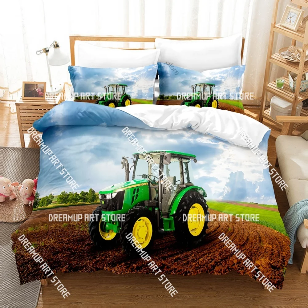 3D Printed Farm Tractor Bedding Set for Boys Girls Duvet Cover Pillowcase Twin Queen King Full Single Double Sizes