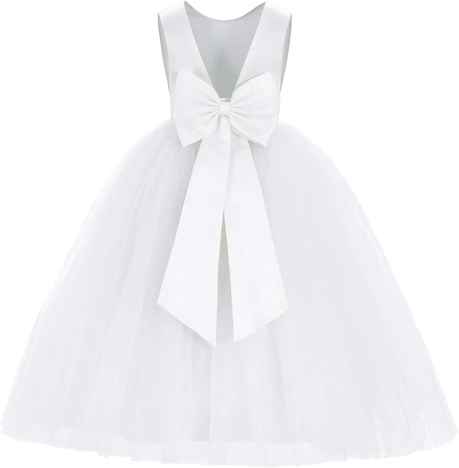 فستان من الساتان بدون ظهر على شكل حرف V للفتيات، فستان مناولة للأطفال، فستان رسمي أنيق لحفلات الرقص للفتيات مناسبة خاصة