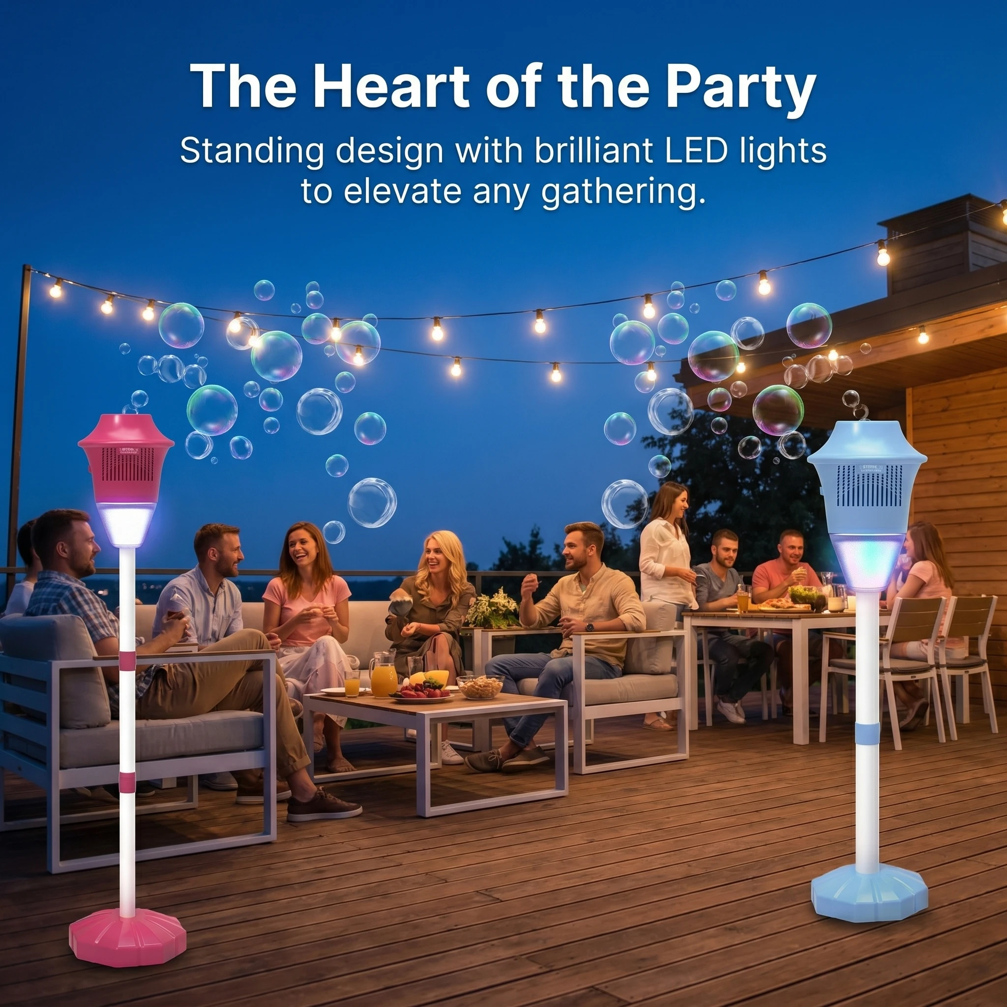 Automatic Vertical Bubble Machine with Light And Music - Outdoor Party Decoration Toy for Blowing Bubbles