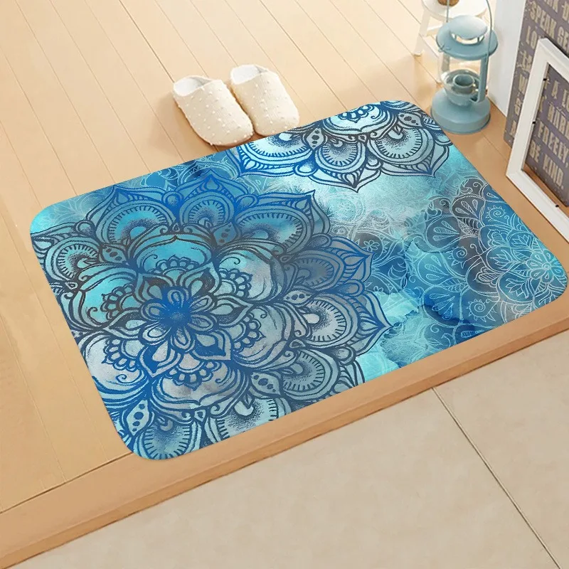 Mandala printed floor mat bathroom door absorbent mat home decoration bedroom living room entrance door carpet