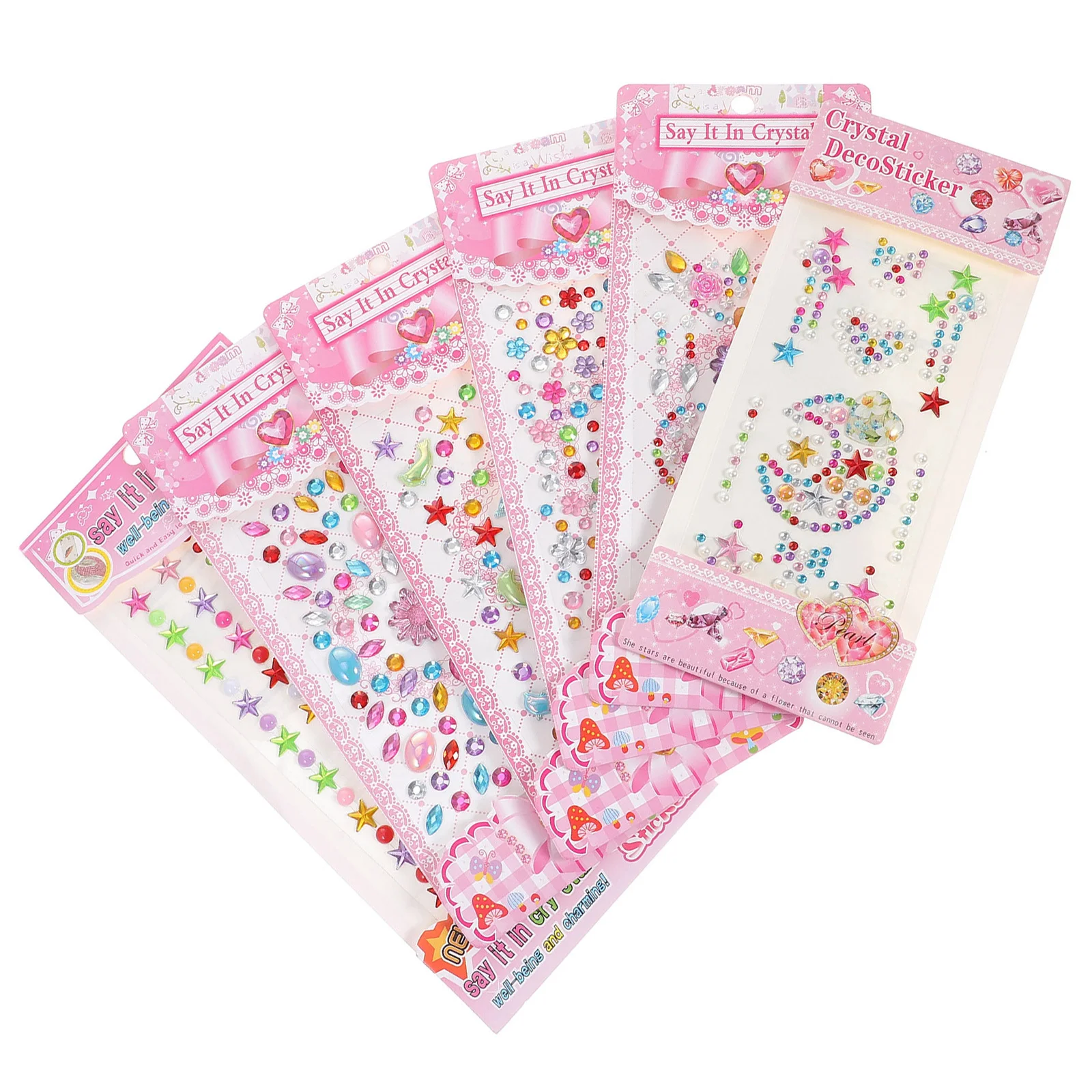 

6 Sheets Children Sticker Diamonds Eye Face Rhinestone Body Gems Self Adhesive Temporary Crystal Decals Halloween Rave Festival